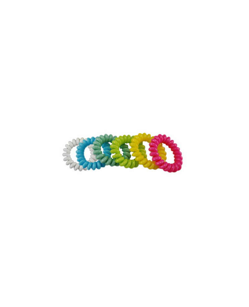 Fermacoda spirale in gomma pz. 6 colori assortiti - 6 confezioni - Cod. CM11253