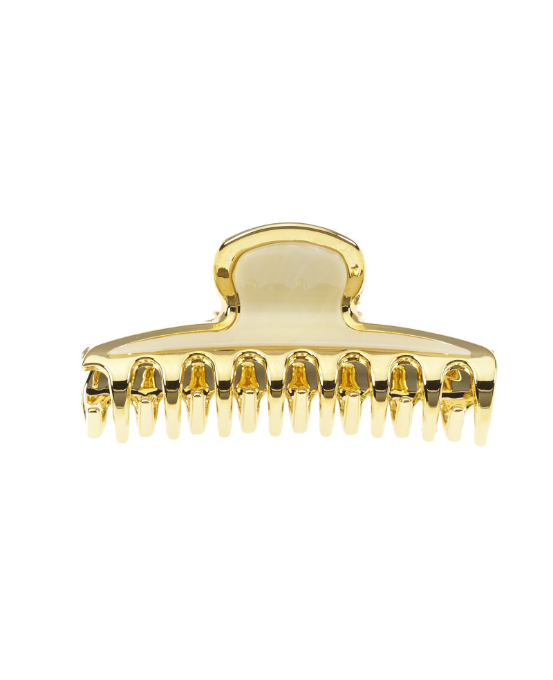 Hair clip 7x2.6 cm gold edged with 6 teeth imitation horn- cod. JG29099 CRN