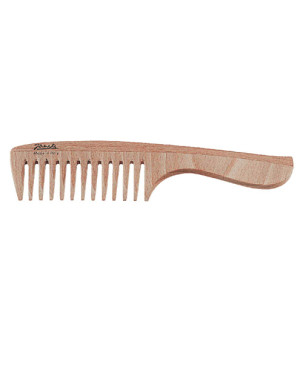 Beech wide-teerh comb with handle 22x4,6 cm in box - LG360N