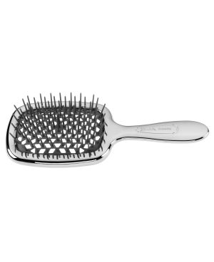 Rectangular hairbrush, Superbrush, with white pins and silver color - code: CRSP230
