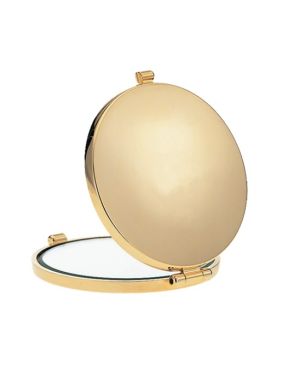Specchio da borsetta oro, con visione standard e ingrandimento x3, diametro cm 7,3 - cod. AU448.3