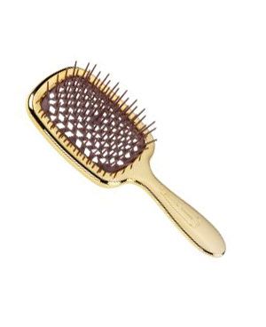 Rectangular hairbrush, Superbrush, with white pins and gold color - code: AUSP230