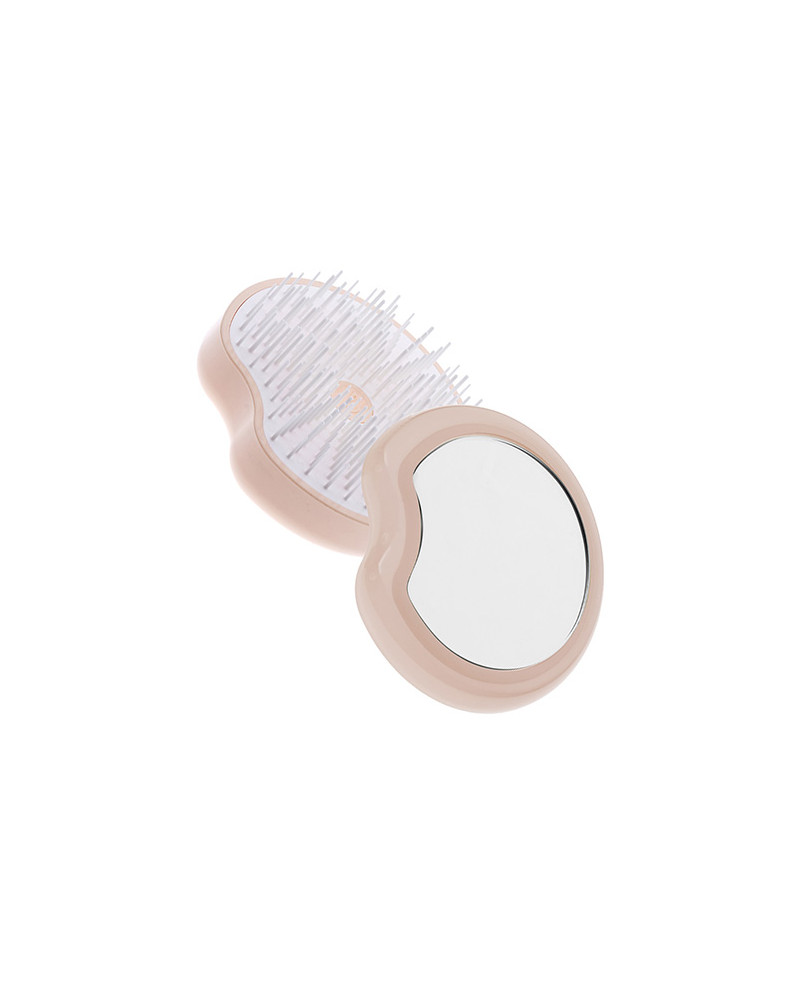 Pomme brush compact and ergonomic handheld hairbrush with mirror diameter 84, orange color - code: 93SP228 ARA