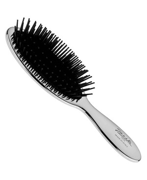 Small brush with white bristles and nylon reinforcement, silver color -  code: CRSP21