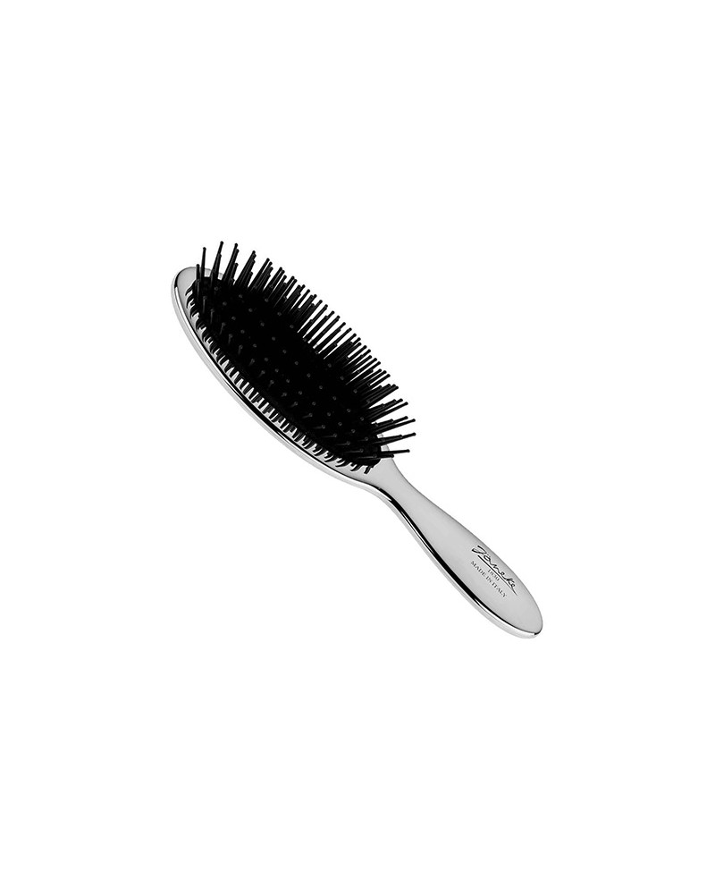 Small brush with white bristles and nylon reinforcement, silver color -  code: CRSP21