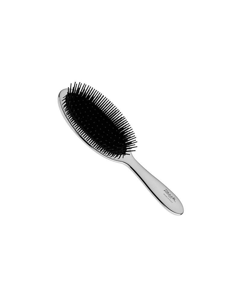 Air-cushioned brush with white bristles and nylon reinforcement, silver color - Cod. CRSP22