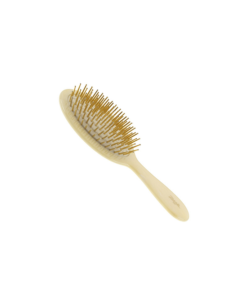 Hair-brush, horn imitation, with gold pins - code: SP22G CRN