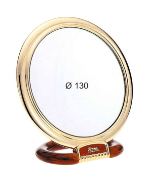 Specchio da tavolo, colorazione oro e tartaruga, con ingrandimento x3, diametro 13 cm - cod. AU466.3 DBL