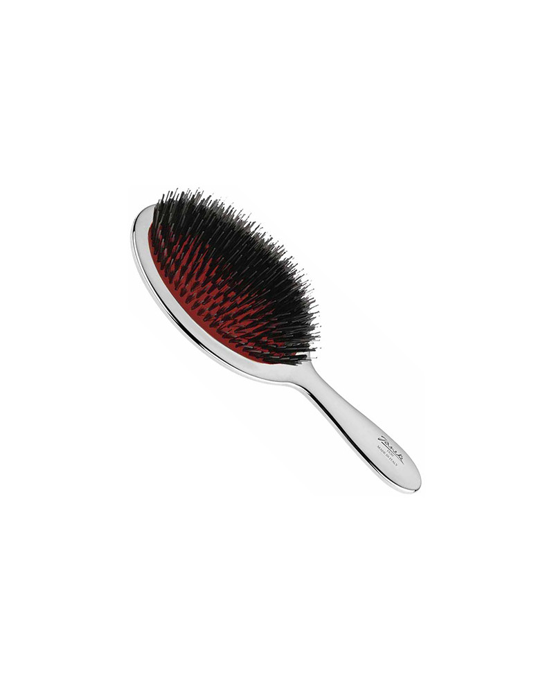 Air-cushioned brush with white bristles and nylon reinforcement, silver color - code: CRSP23M