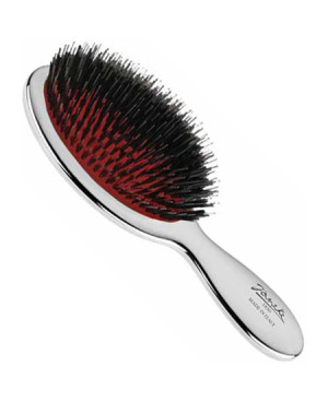 Handbag brush with bristles and nylon reinforcement, silver color - code: CRSP24M