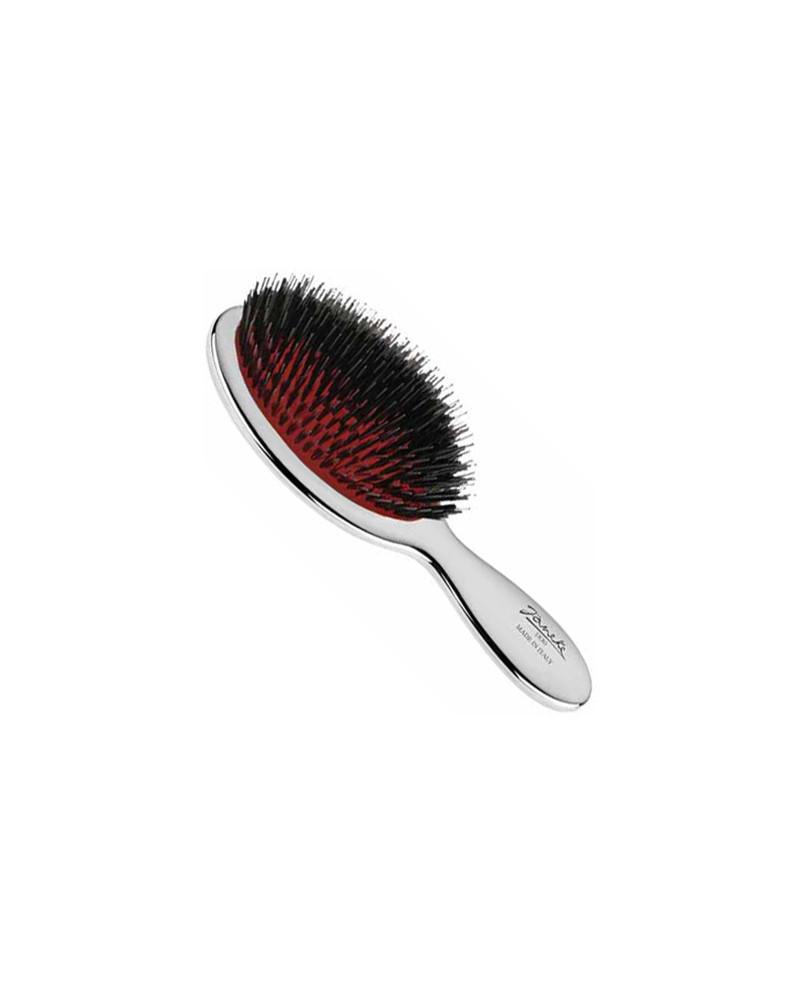Handbag brush with bristles and nylon reinforcement, silver color - code: CRSP24M