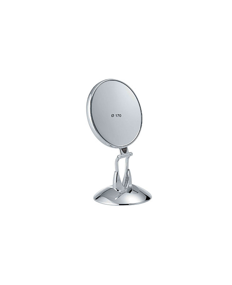 Specchio da tavolo argento, con base di supporto, ingrandimento x3, diametro 17 cm - cod. CR447.3 SU