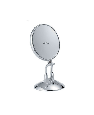 Specchio da tavolo argento, con base di supporto, ingrandimento x3, diametro 17 cm - cod. CR447.3 SU