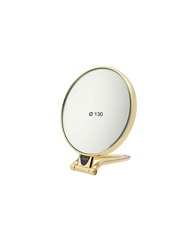 Table mirror, magnification X3, diameter 13 cm, gold color - code: AU446.3