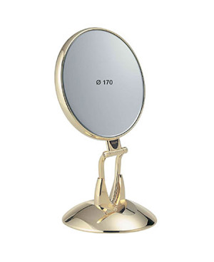Table mirror, with base diameter 17 cm, gold color - code: AU447.3 SU