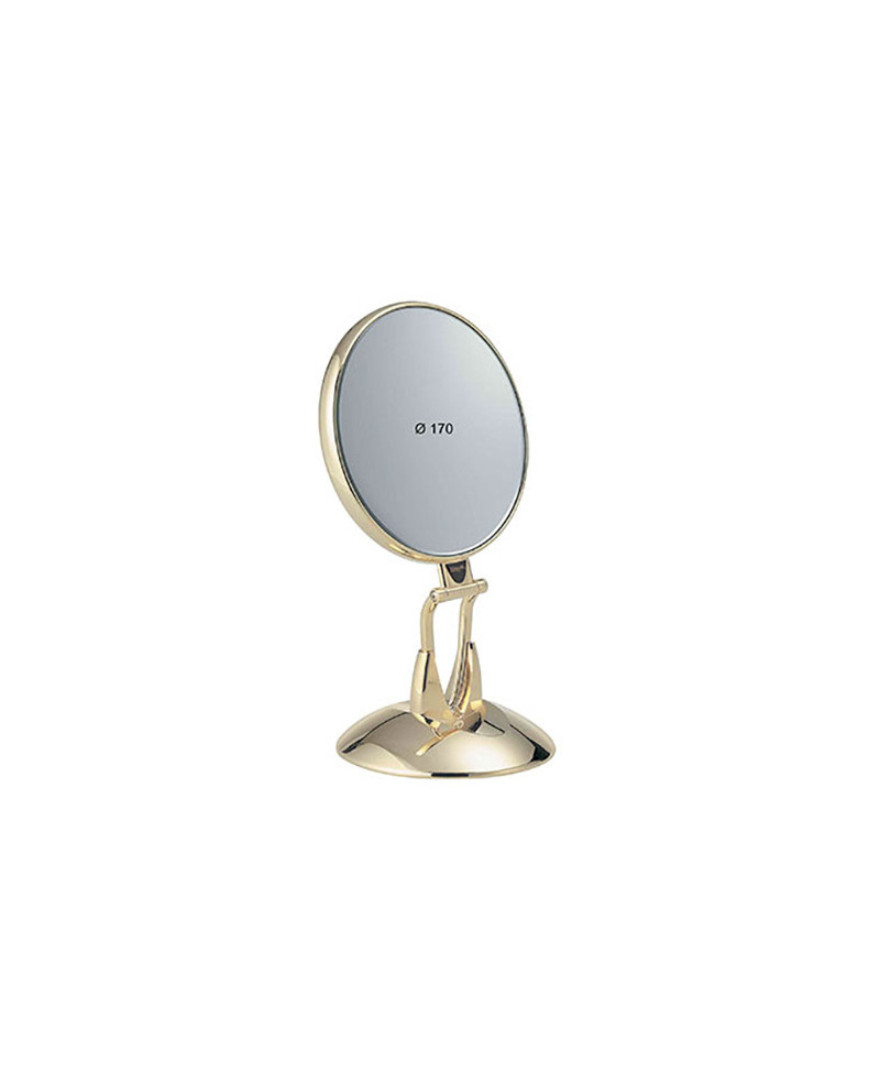 Table mirror, with base diameter 17 cm, gold color - code: AU447.3 SU