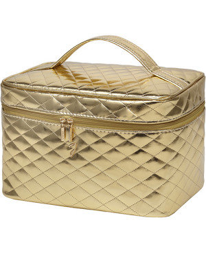 Quilted golden travel bag, big, empty, 27x17x20 cm - cod. A1951VT