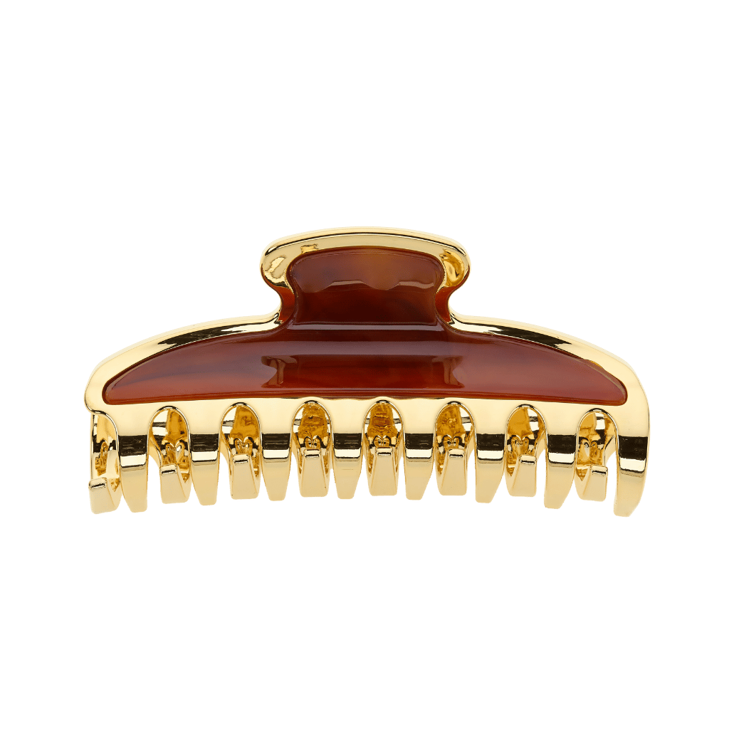 Pinza grande bordata oro Jäneke tartaruga con presa salda e raffinata