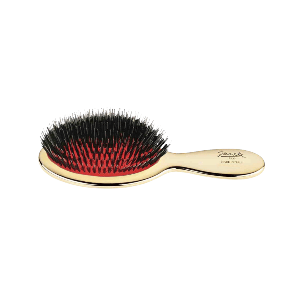 Spazzola pneumatica con setole e rinforzo nylon oro piccola da borsetta Jäneke