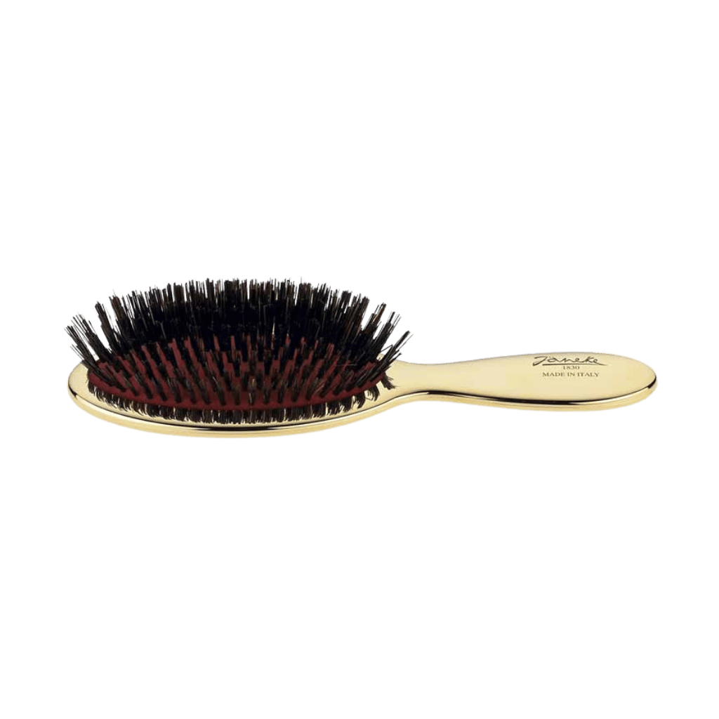 Spazzola pneumatica setole piccola oro da borsetta elegante