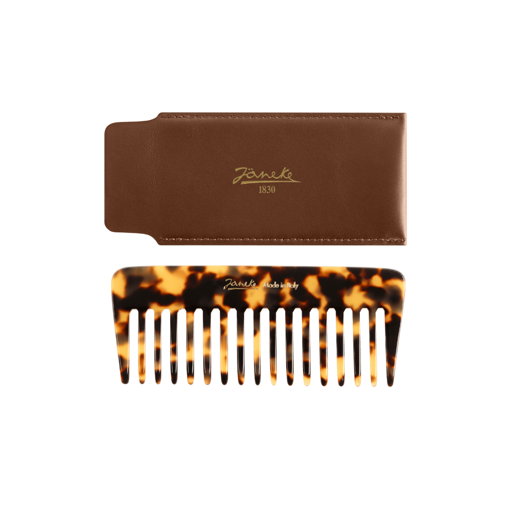 Pettine rado Tokyo da borsetta con astuccio in cuoio Jäneke