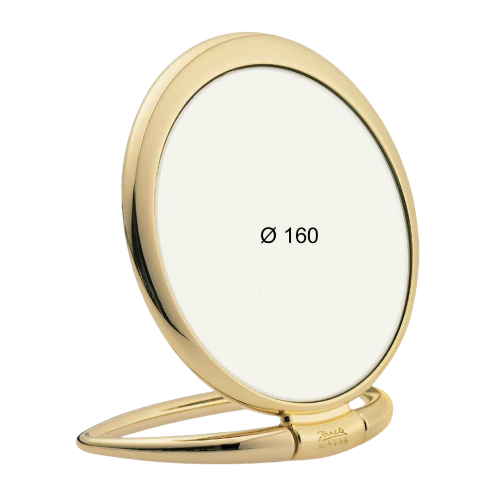 Specchio toeletta rotondo 160mm Jäneke oro con visione ampia per trucco
